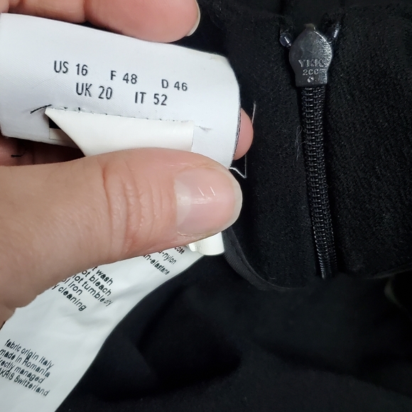 Akris Punto Ruched Black Jersey wool knit midi long sleeve dress size 16 US - Picture 5 of 6